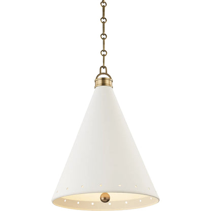 Plaster NO.1 1 Light Pendant by Hudson Valley in aged brass white plaster. Made from steel in a modern style.
