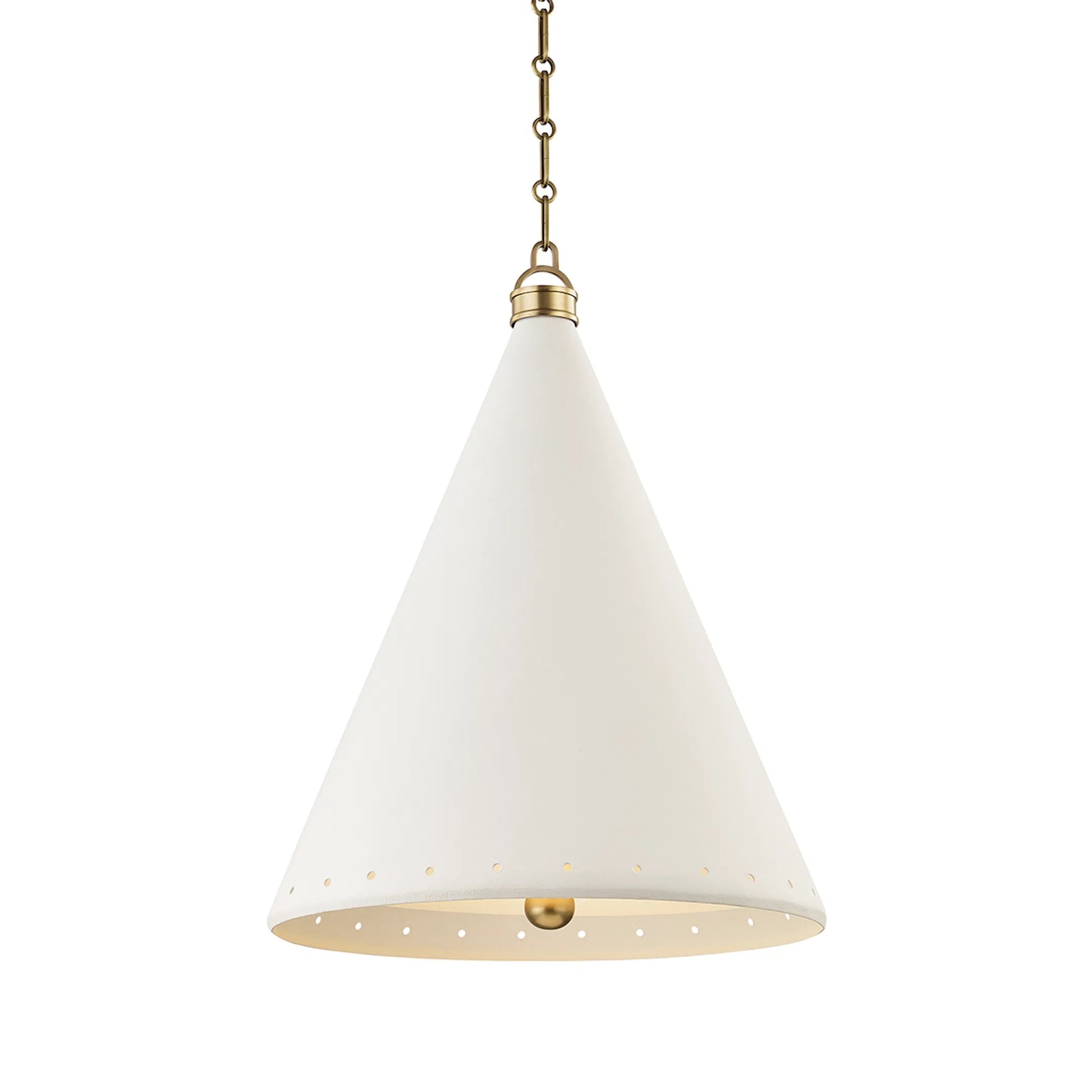 Plaster NO.1 1 Light Pendant by Hudson Valley in aged brass white plaster. Made from steel in a modern style.