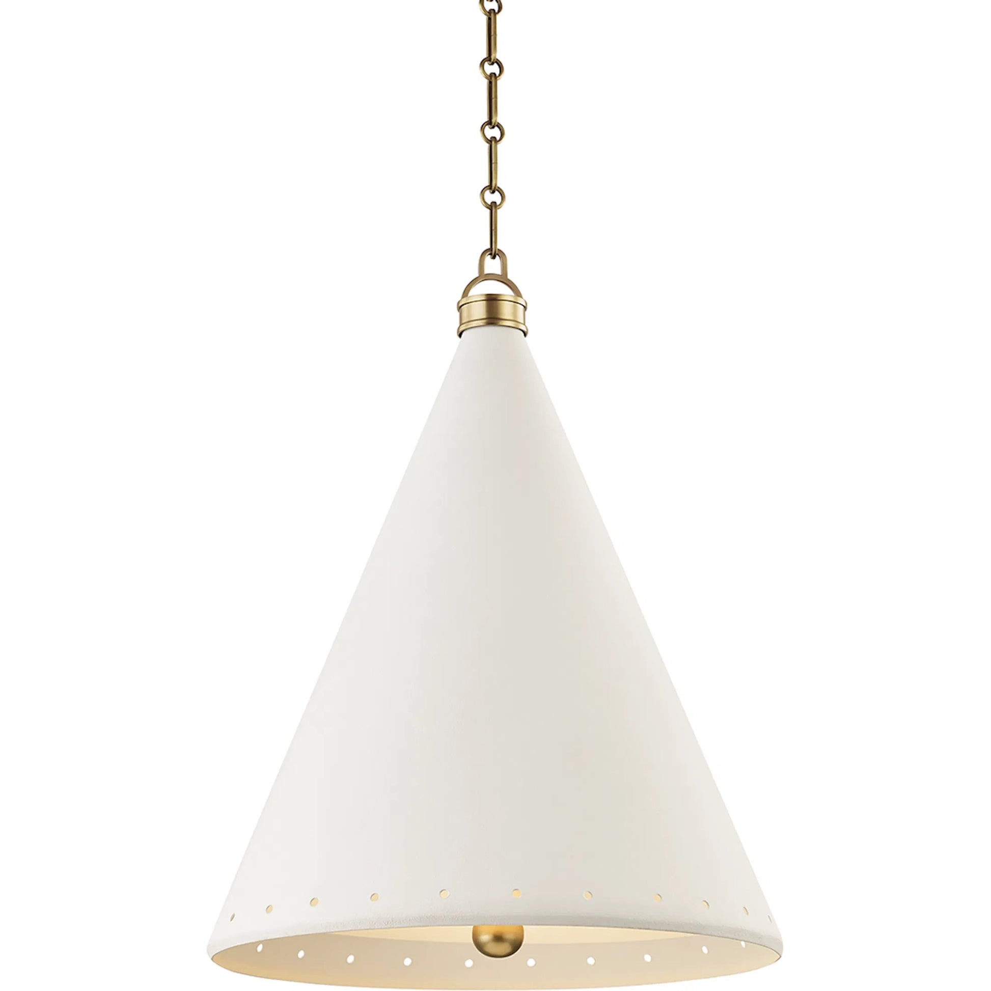 Plaster NO.1 1 Light Pendant by Hudson Valley in aged brass white plaster. Made from steel in a modern style.