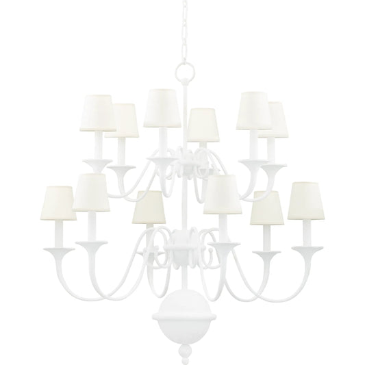 Windsor Chandelier by Hudson Valley in white. Made from steel in a cottage & farmhouse style.