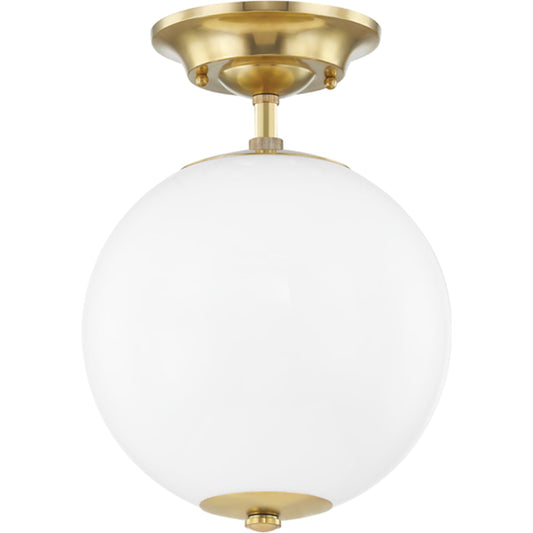 Sphere NO. 1 Semi Flush by Hudson Valley in aged brass. Made from brass in a transitional style.