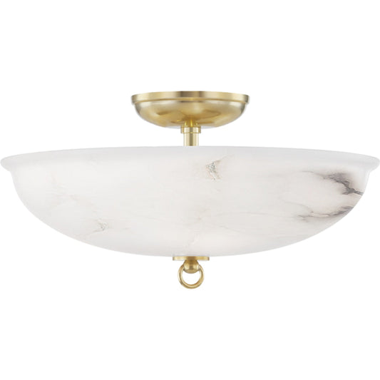 Somerset Semi Flush by Hudson Valley in aged brass. Made from brass in a transitional style.