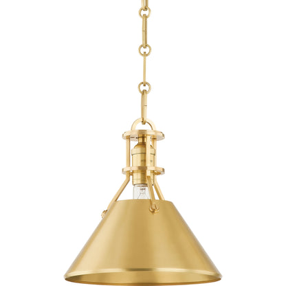Metal No. 2 1 Light Pendant by Hudson Valley in aged brass. Made from brass in a modern style.