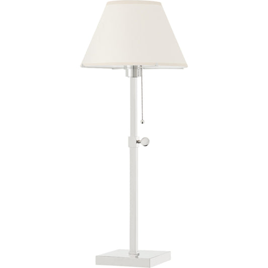 Leeds Table Lamp by Hudson Valley in polished nickel. Made from steel in a transitional style.