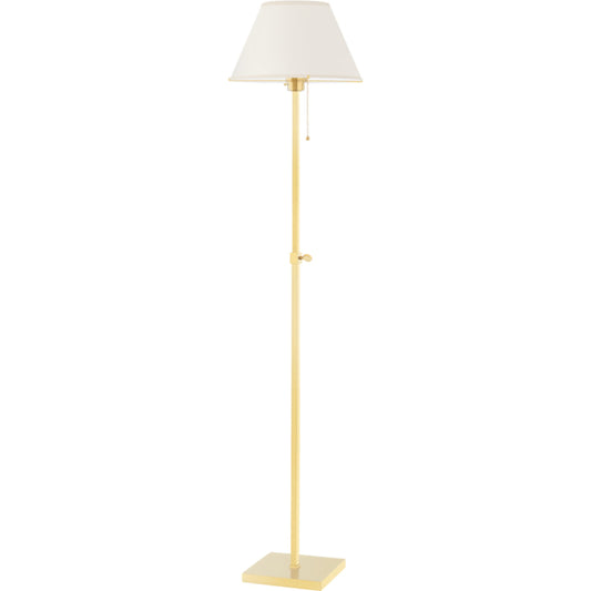 Leed Floor Lamp by Hudson Valley in aged brass. Made from steel in a transitional style.