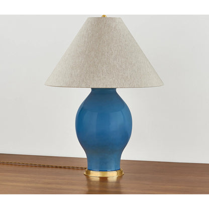 Westhorpe Table Lamp by Hudson Valley in aged brass, ceramic french blue. Made from ceramic in a eclectic & global style.