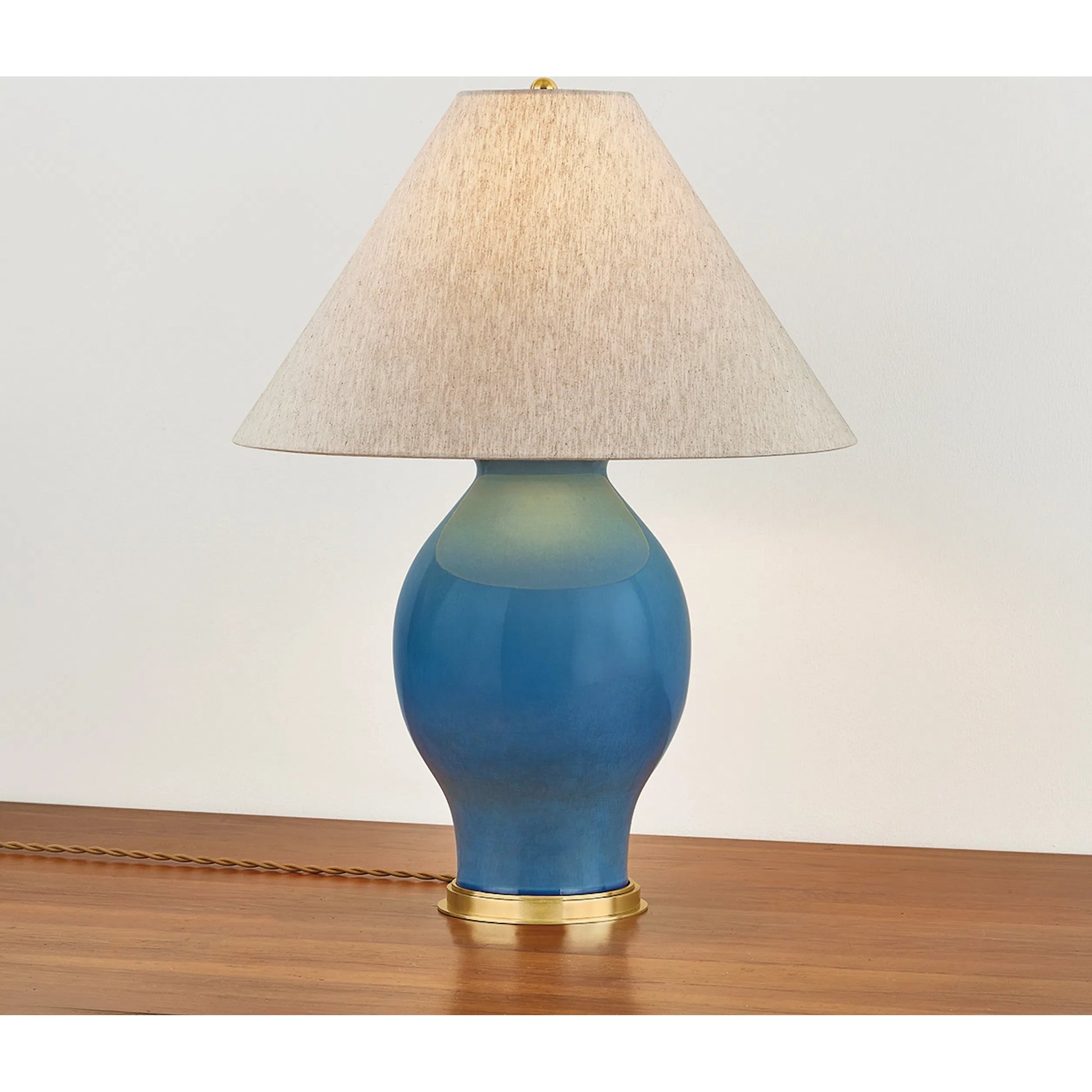 Westhorpe Table Lamp by Hudson Valley in aged brass, ceramic french blue. Made from ceramic in a eclectic & global style.