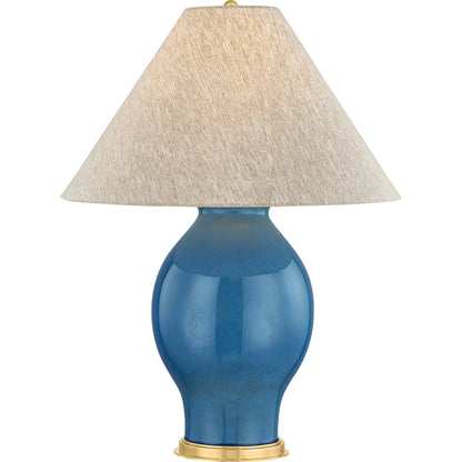 Westhorpe Table Lamp by Hudson Valley in aged brass, ceramic french blue. Made from ceramic in a eclectic & global style.