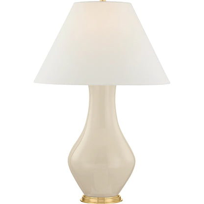 Hanslope Table Lamp by Hudson Valley in aged brass, ceramic french muslin. Made from ceramic in a unique style.