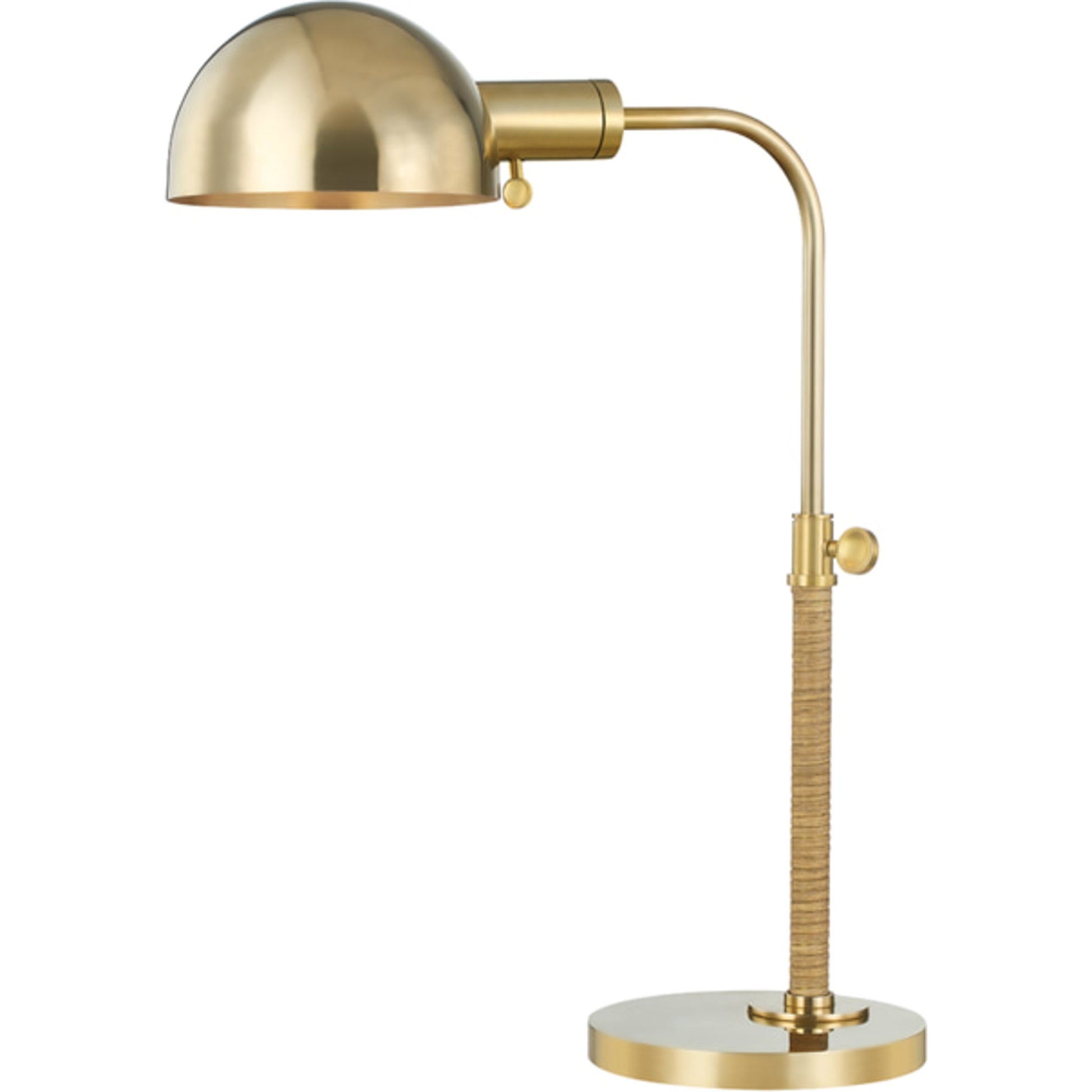 Devon Table Lamp by Hudson Valley in aged brass. Made from brass in a transitional style.