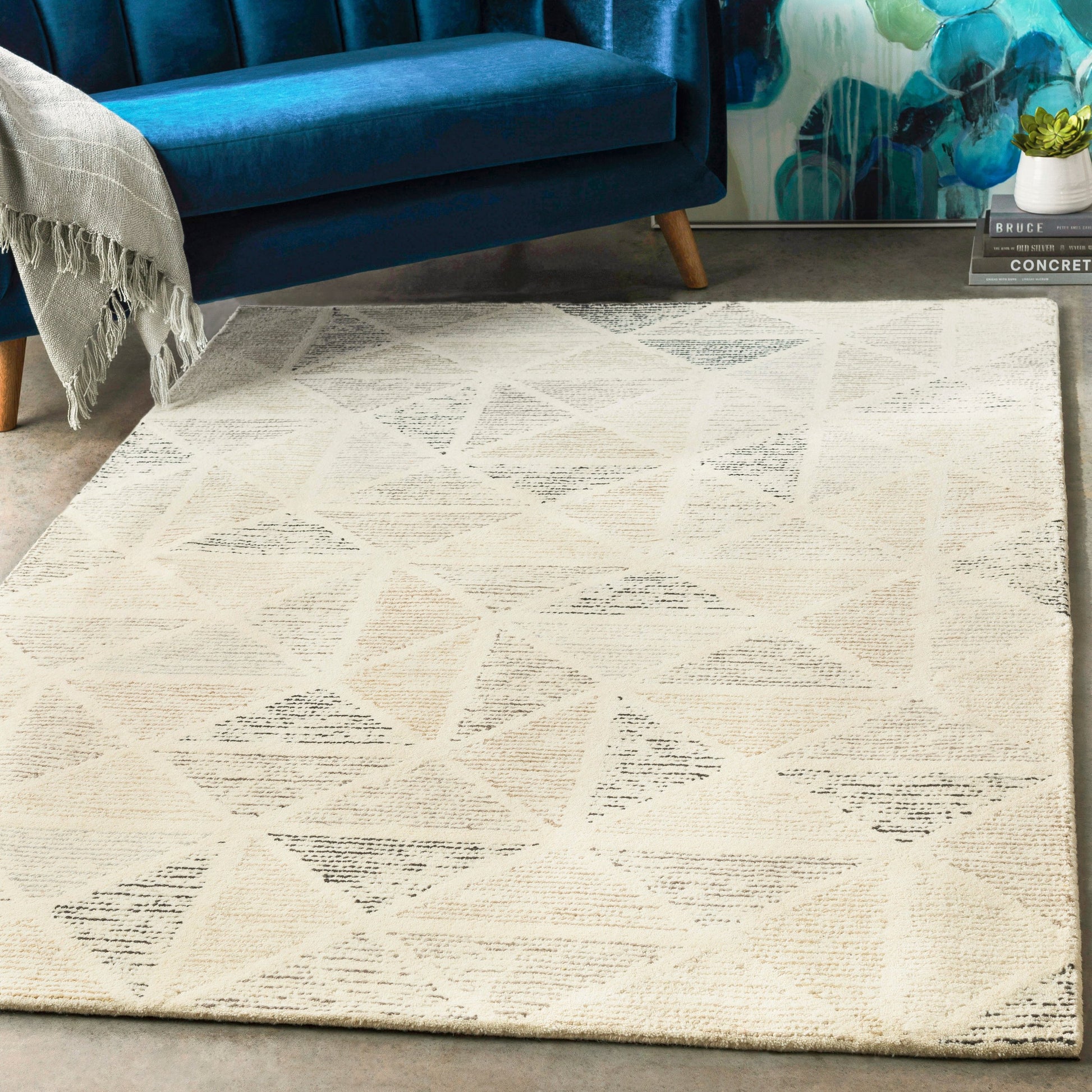 Melody MDY-2004 Rug by Surya in black, charcoal, slate, brown, cream. Made from 100% wool in a unique style.