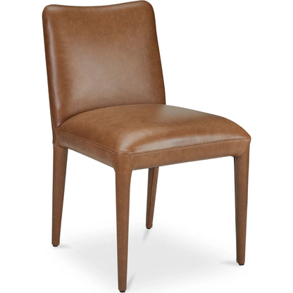 Calla Dining Chair (Set of 2) by Moe's Home Collection in brown. Made from top grain leather, ash wood frame, rubber wood legs in a modern style.
