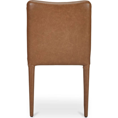 Calla Dining Chair (Set of 2) by Moe's Home Collection in brown. Made from top grain leather, ash wood frame, rubber wood legs in a modern style.