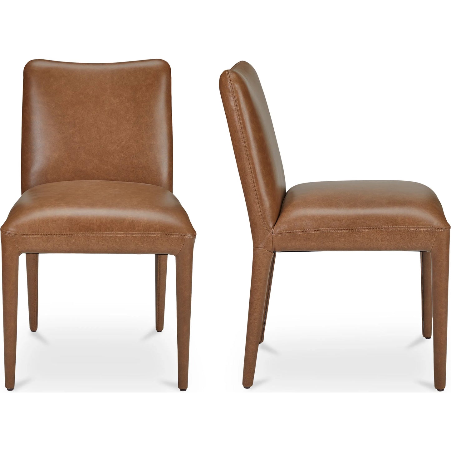 017 SI-2367927 | Additional Silo | Calla Dining Chair (Set of 2) by Moe's Home Collection in brown. Made from top grain leather, ash wood frame, rubber wood legs in a modern style.