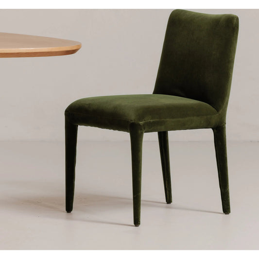 Calla Dining Chair Velvet (Set of 2) by Moe's Home Collection in green velvet. Made from upholstery: 100% polyester, ash wood frame, rubber wood legs, foam in a unique style.