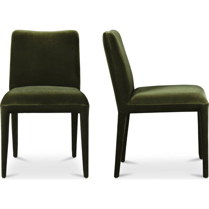 Calla Dining Chair Velvet (Set of 2) by Moe's Home Collection in green velvet. Made from upholstery: 100% polyester, ash wood frame, rubber wood legs, foam in a eclectic & global style.