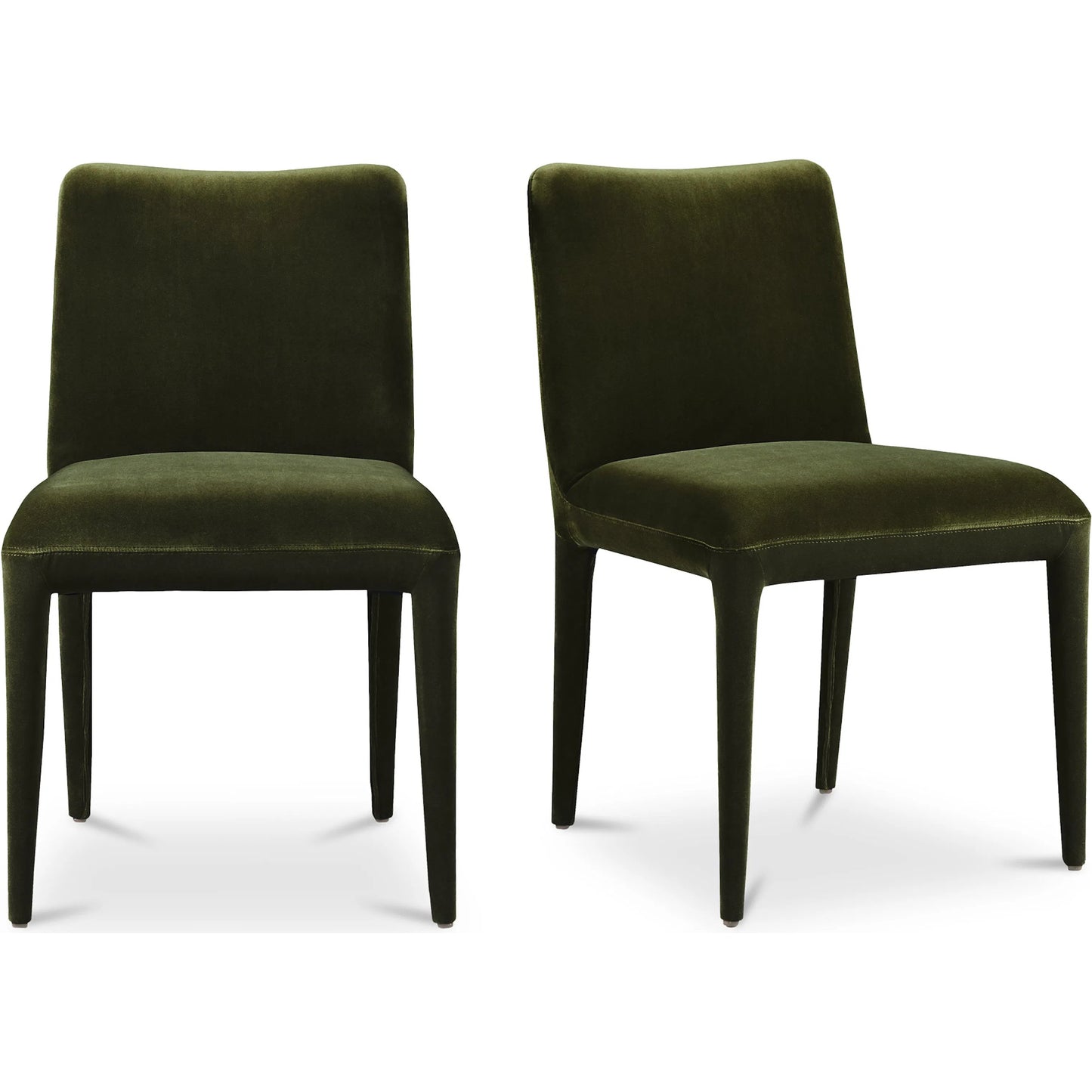 001 SI-2253629 | Primary Silo | Calla Dining Chair Velvet (Set of 2) by Moe's Home Collection in green velvet. Made from upholstery: 100% polyester, ash wood frame, rubber wood legs, foam in a eclectic & global style.