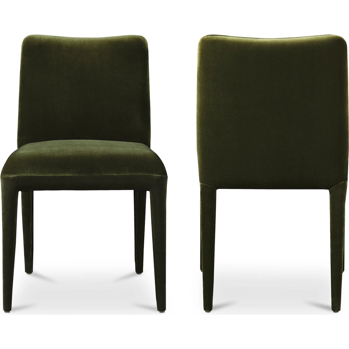 004 SI-2253629 | Additional Silo | Calla Dining Chair Velvet (Set of 2) by Moe's Home Collection in green velvet. Made from upholstery: 100% polyester, ash wood frame, rubber wood legs, foam in a eclectic & global style.