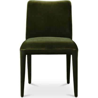 Calla Dining Chair Velvet (Set of 2) by Moe's Home Collection in green velvet. Made from upholstery: 100% polyester, ash wood frame, rubber wood legs, foam in a eclectic & global style.