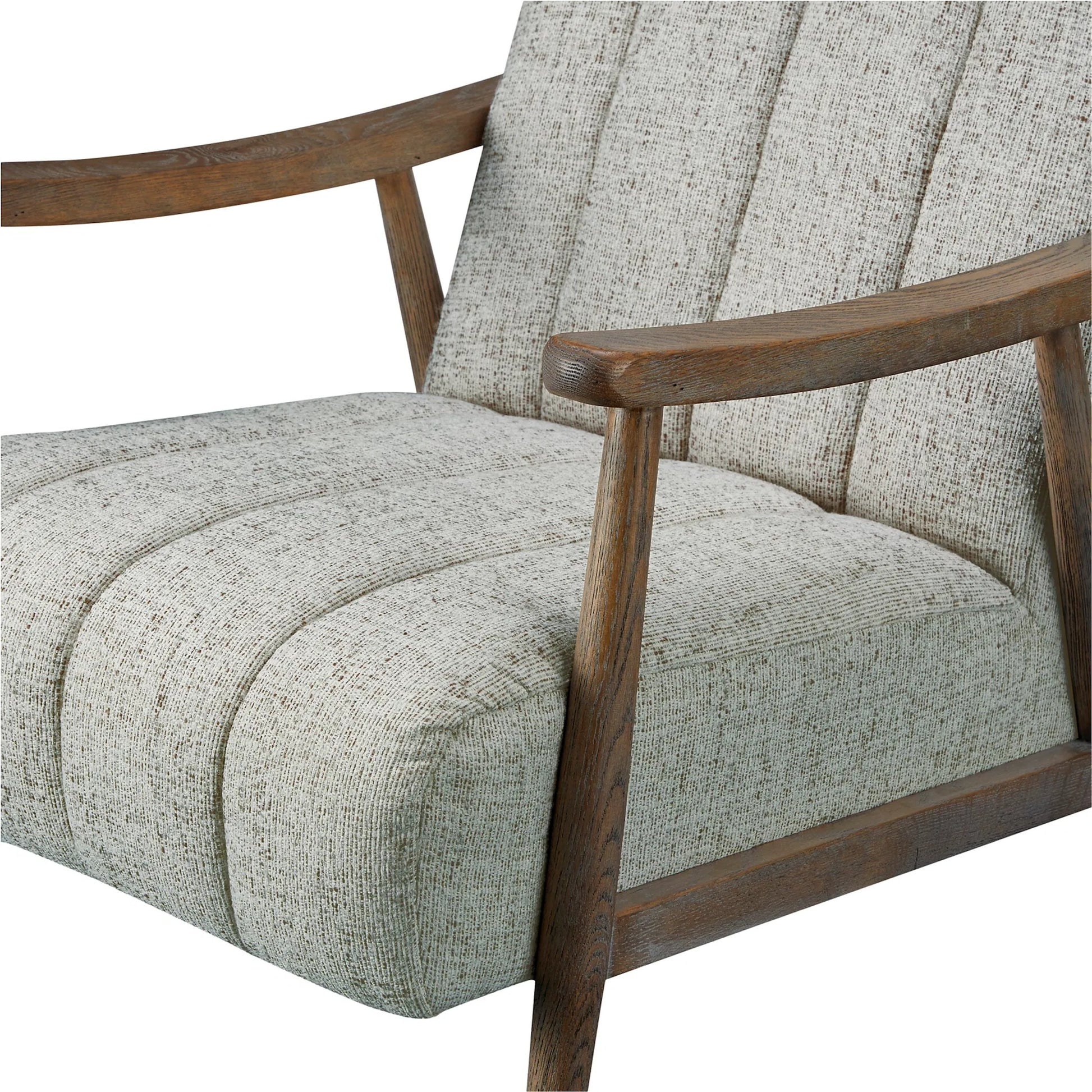 Aster Accent Chair by Moe's Home Collection in pebbled beige. Made from upholstery: 93% polyester, 7% acrylic, solid oak frame, plywood frame, foam seat in a transitional style.