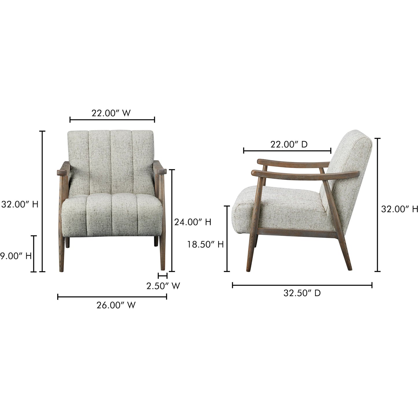 002 SI-2253607 | Additional Silo | Aster Accent Chair by Moe's Home Collection in pebbled beige. Made from upholstery: 93% polyester, 7% acrylic, solid oak frame, plywood frame, foam seat in a transitional style.