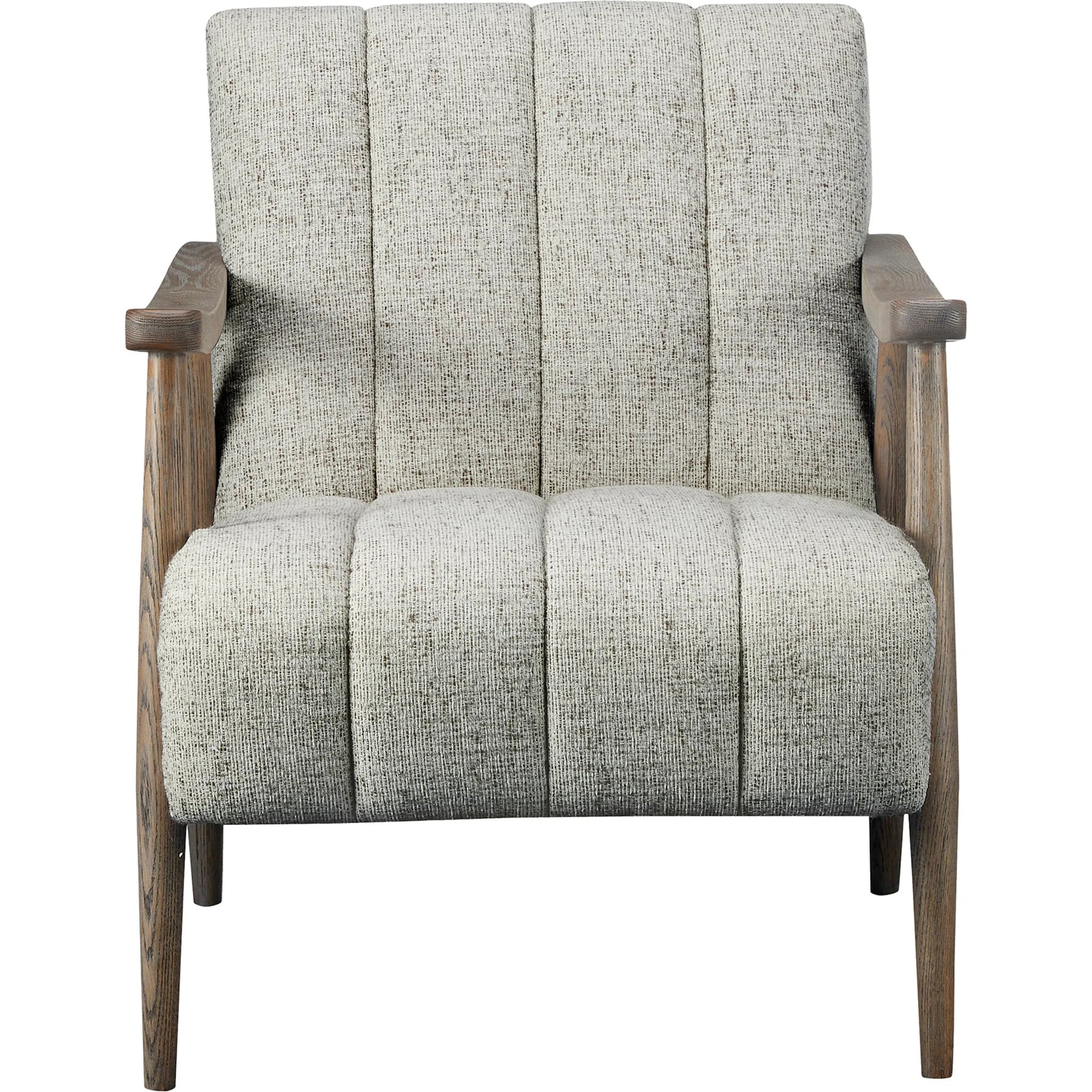 Aster Accent Chair by Moe's Home Collection in pebbled beige. Made from upholstery: 93% polyester, 7% acrylic, solid oak frame, plywood frame, foam seat in a transitional style.