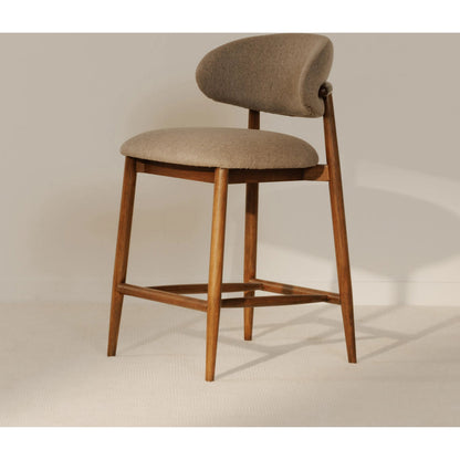 Ellie Counter Stool by Moe's Home Collection. Made from upholstery: 100% polyester, rubber wood frame, plywood in a transitional style.