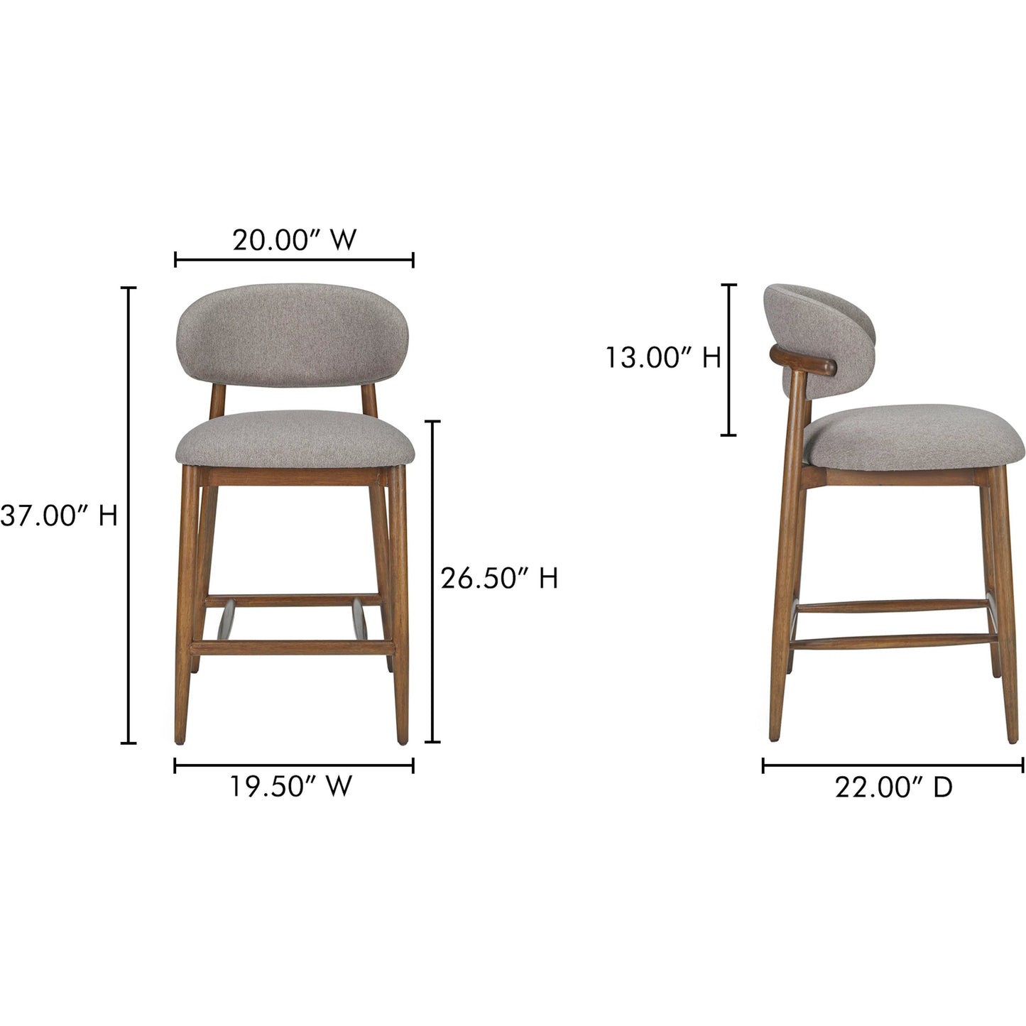 005 SI-2367998 | Additional Silo | Ellie Counter Stool by Moe's Home Collection. Made from upholstery: 100% polyester, rubber wood frame, plywood in a transitional style.