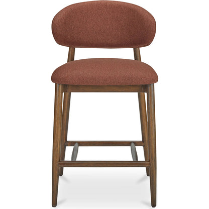 Ellie Counter Stool by Moe's Home Collection. Made from upholstery: 100% polyester, rubber wood frame, plywood in a transitional style.