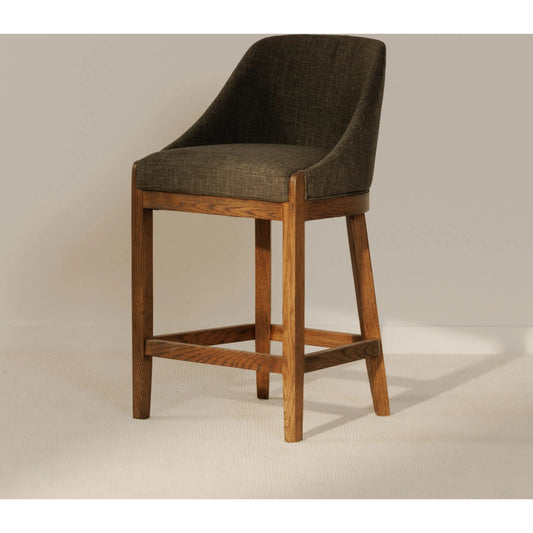 Edward Counter Stool by Moe's Home Collection in green and b23-1. Made from upholstery: 100% polyester, solid oak frame, plywood in a unique style.