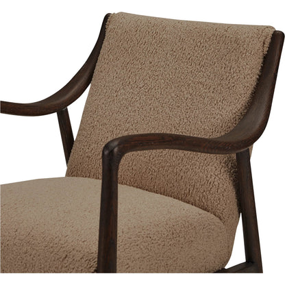 Yates Accent Chair by Moe's Home Collection in beige faux shearling. Made from upholstery: 100% polyester, solid oak frame, foam seat in a transitional style.