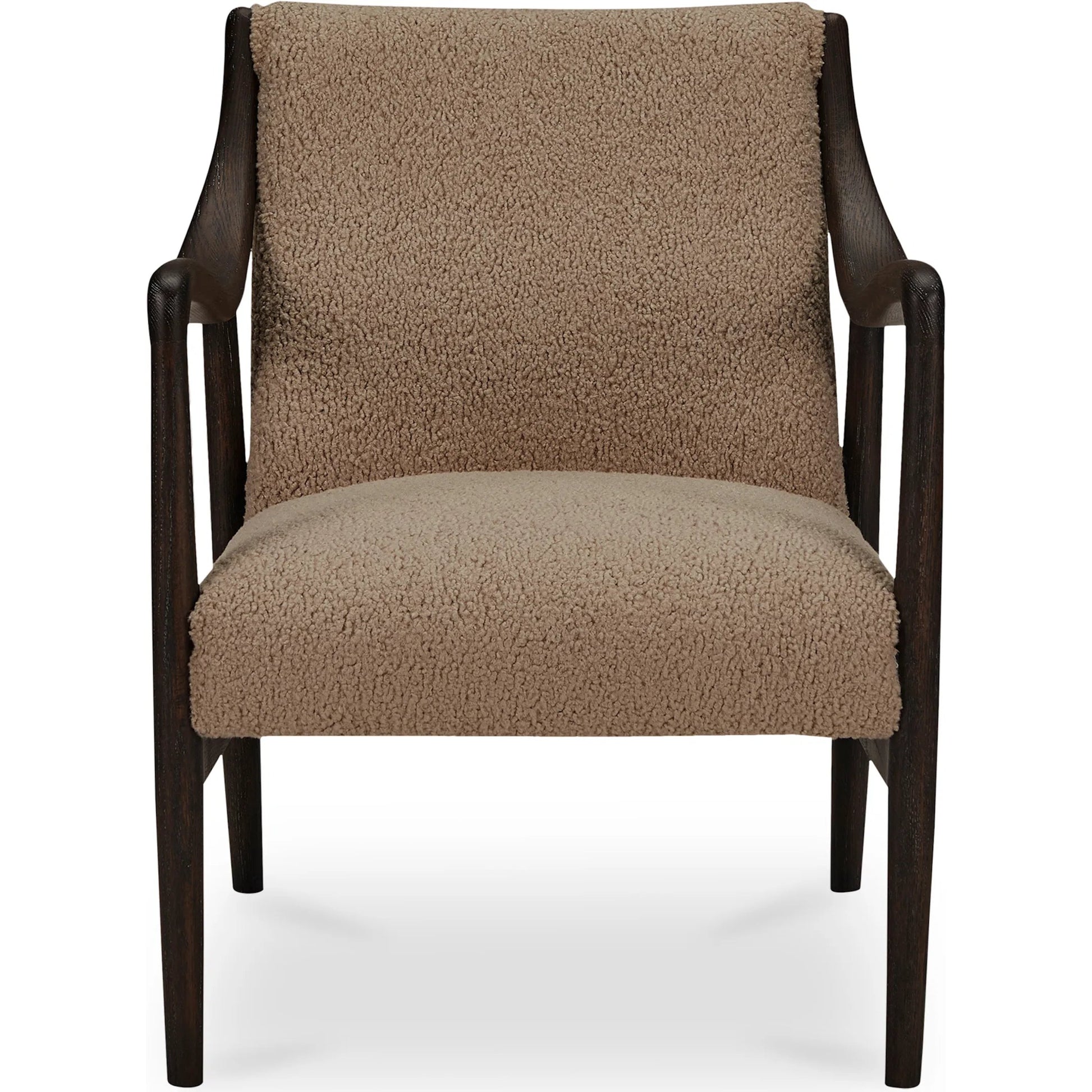 Yates Accent Chair by Moe's Home Collection in beige faux shearling. Made from upholstery: 100% polyester, solid oak frame, foam seat in a transitional style.