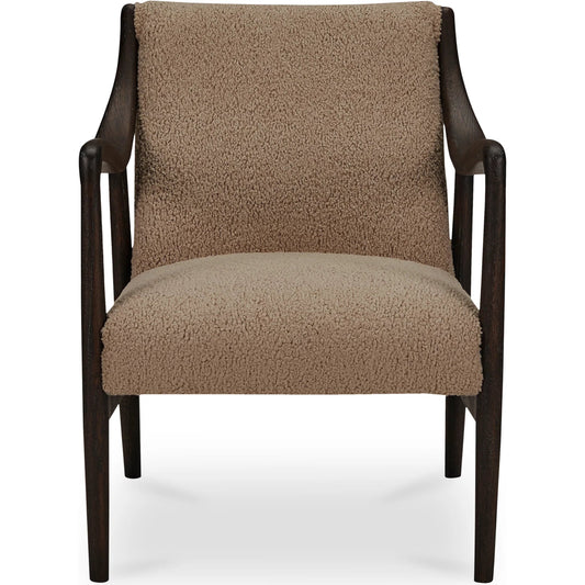 Yates Accent Chair by Moe's Home Collection in beige faux shearling. Made from upholstery: 100% polyester, solid oak frame, foam seat in a unique style.