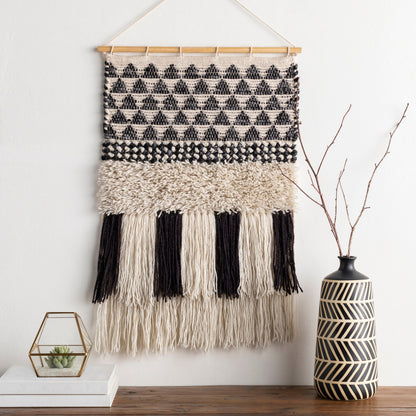 Merida Wall Hanging - 25345 by Surya in black, taupe. Made from 70% wool, 20% polyester, 10% cotton in a eclectic & global style.