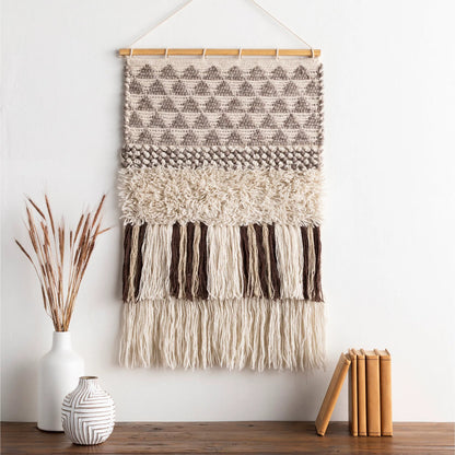 Merida Wall Hanging - 25345 by Surya in black, taupe. Made from 70% wool, 20% polyester, 10% cotton in a eclectic & global style.