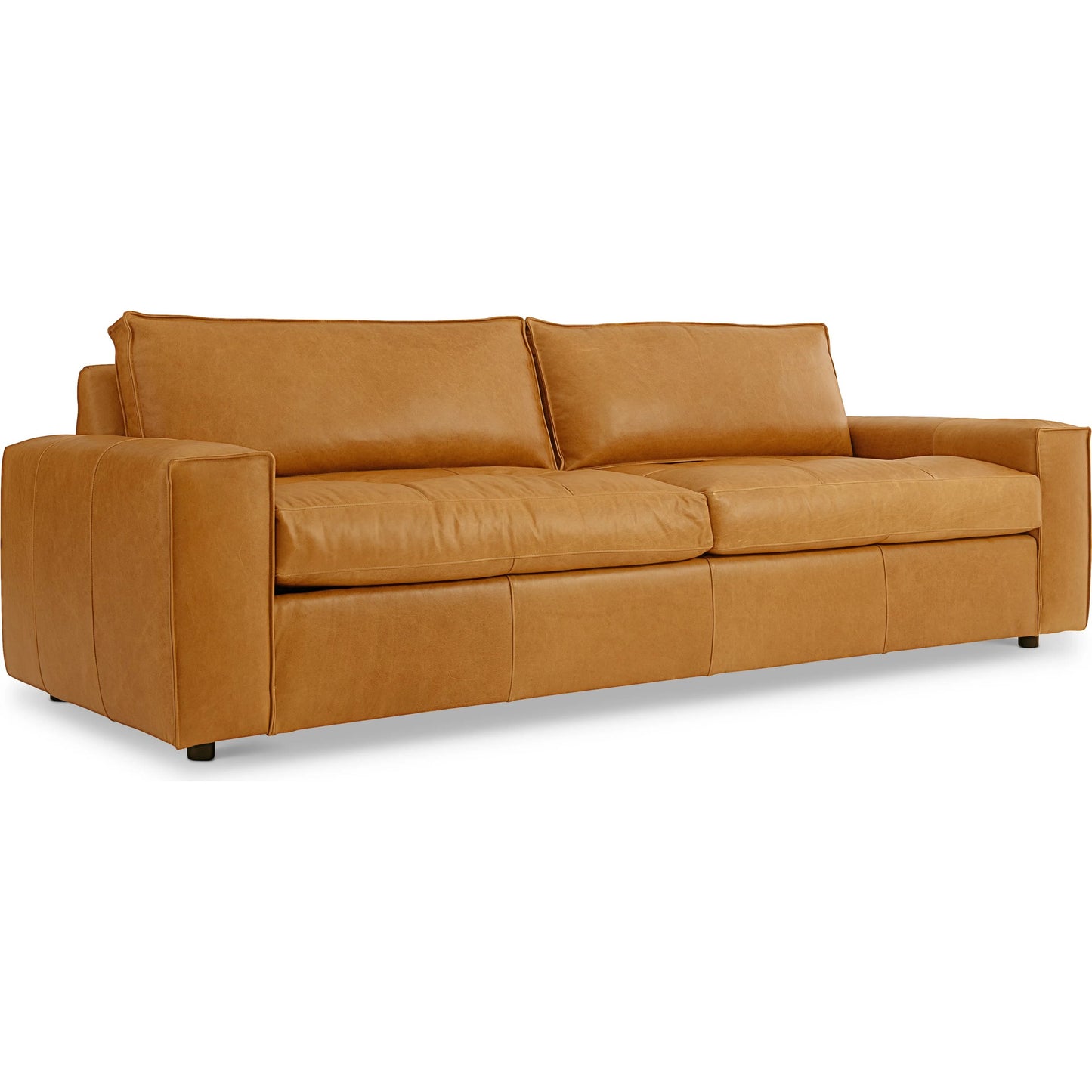 005 SI-2453325 | Additional Silo | Nest Leather Sofa by Bernhardt in tan. Made from leather, polyfoam core, polyester fibers, waterfowl feathers, waterfowl down in a traditional style.