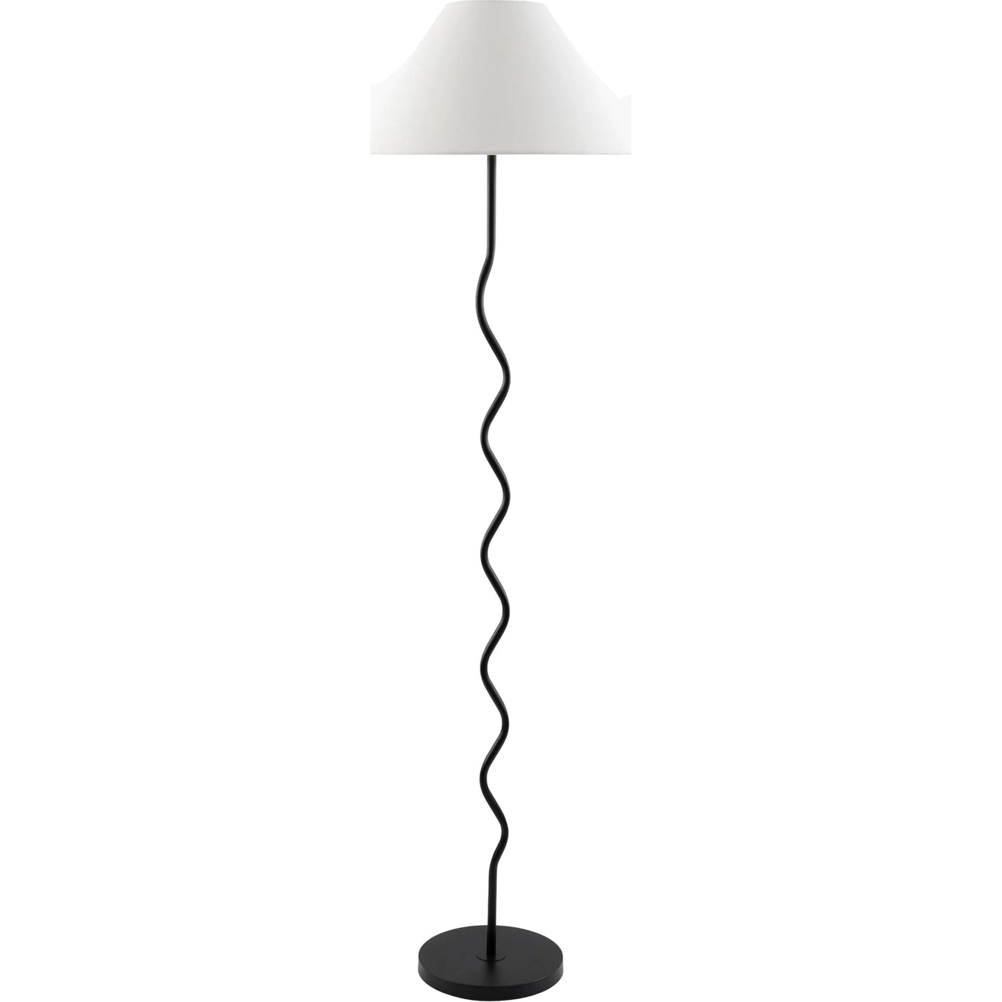 001 SI-2529065 | Primary Silo | Meander Accent Floor Lamp by Livabliss in white, translucent, black and hand painted. Made from iron, linen, polyester in a unique style.