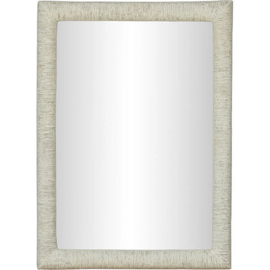 Orpheus X Ribbed Faux Stone Rectangular Wall Mirror by TOV Furniture in antique white. Made from frp, glass in a unique style.