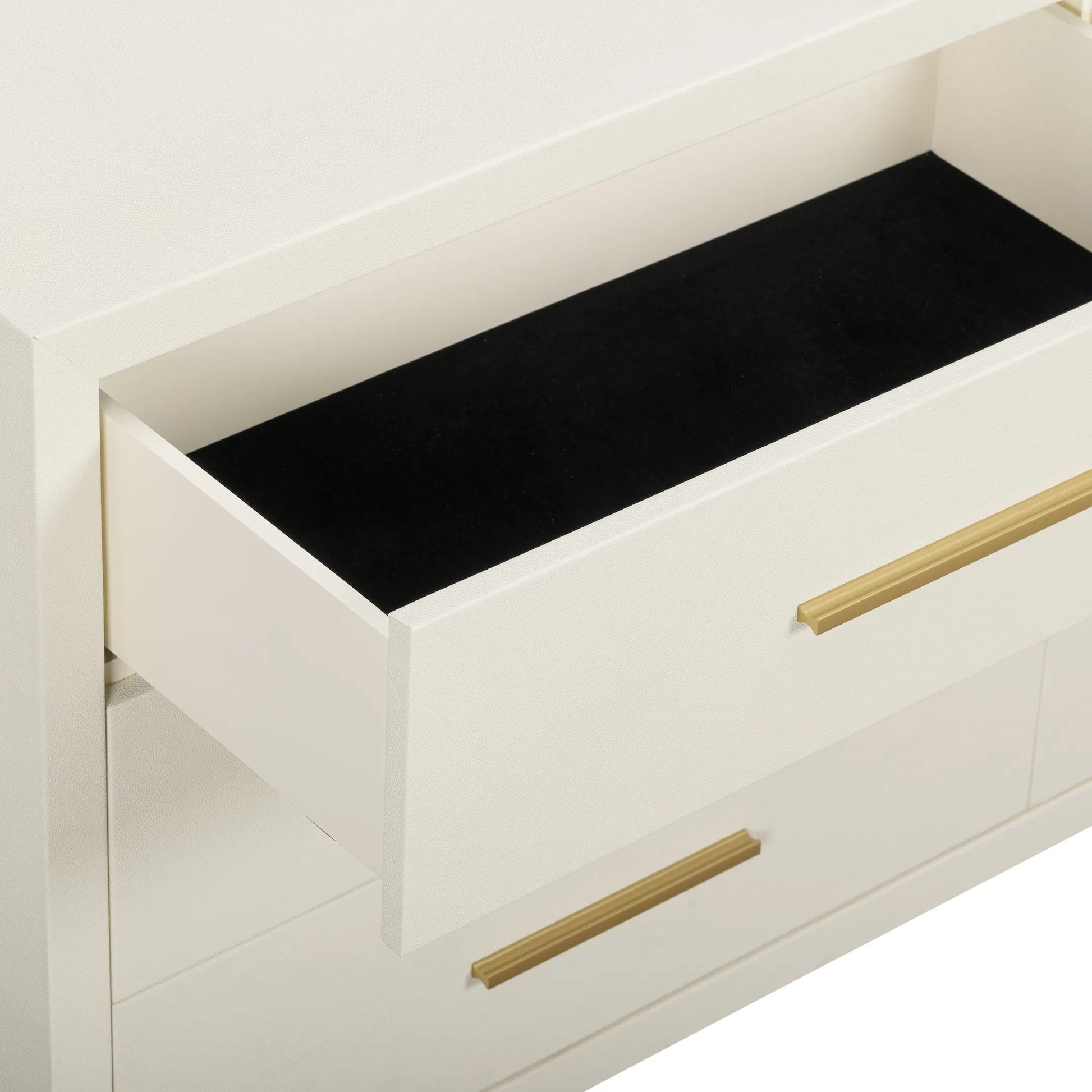 Dani Faux Shagreen 6-Drawer Dresser by TOV Furniture in cream. Made from acacia, mdf in a unique style.