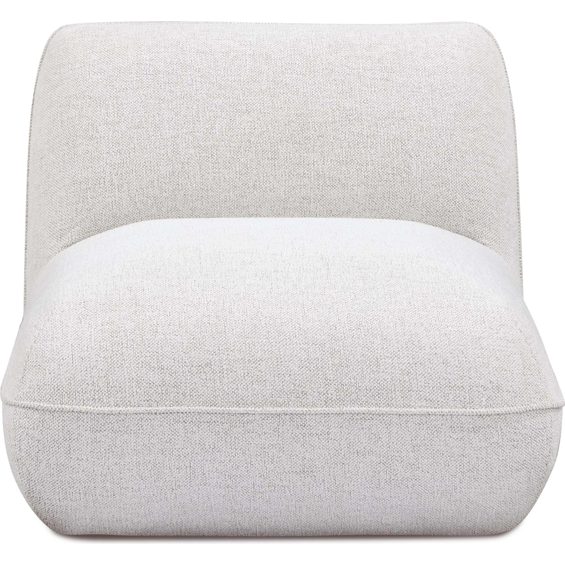 Arezza Contract-Grade Basketweave Chenille Armless Chair by TOV Furniture in stone white. Made from fabric, plywood, rubberwood in a unique style.