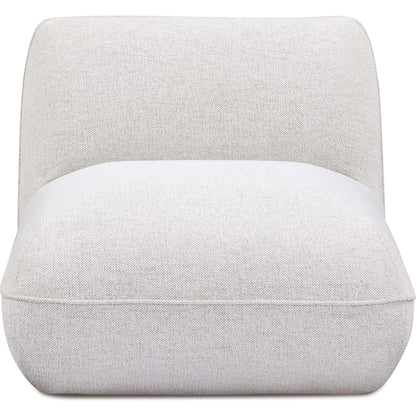 Arezza Contract-Grade Basketweave Chenille Armless Chair by TOV Furniture in stone white. Made from fabric, plywood, rubberwood in a unique style.