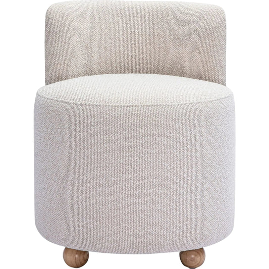 Hakuna Performance Boucle Desk Chair by TOV Furniture in cream. Made from fabric, plywood, rubberwood in a unique style.