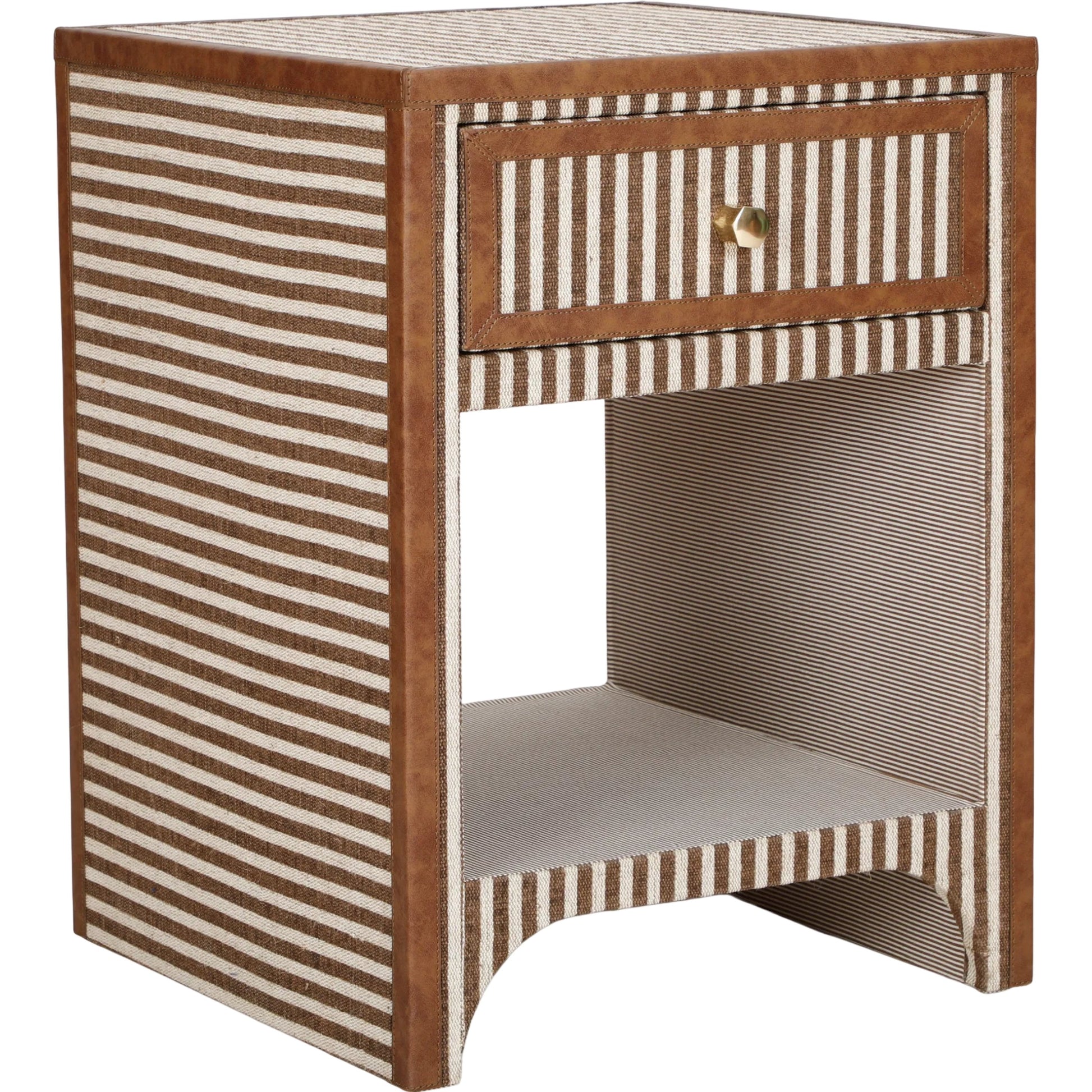 Kora 1-Drawer Contract-Grade Nightstand by TOV Furniture in brown. Made from cotton, jute, mdf in a unique style.