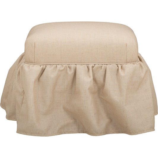 Gertrude Gingham Performance Linen Skirted Ottoman by TOV Furniture in yellow. Made from fabric, plywood, rubberwood in a unique style.