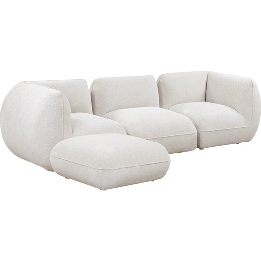 Arezza 4-Piece Contract-Grade Basketweave Chenille Modular Sectional by TOV Furniture in stone white. Made from fabric, plywood, rubberwood in a unique style.
