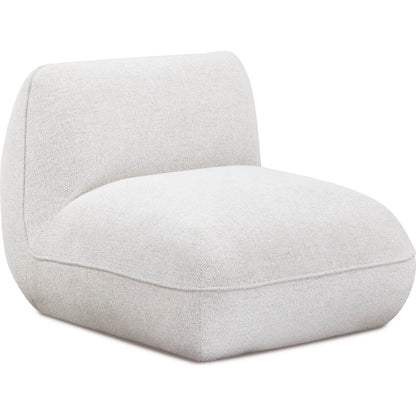 Arezza Contract-Grade Basketweave Chenille Armless Chair by TOV Furniture in stone white. Made from fabric, plywood, rubberwood in a unique style.