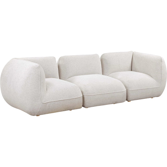 Arezza Contract-Grade Basketweave Chenille Modular Sofa by TOV Furniture in stone white. Made from fabric, plywood, rubberwood in a unique style.