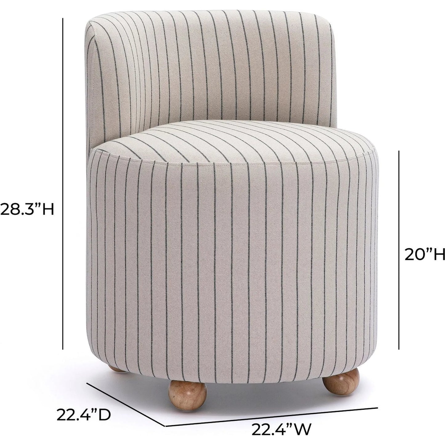 003 SI-2535614 | Additional Silo | Hakuna Striped Linen Desk Chair by TOV Furniture in black, white. Made from fabric, plywood, rubberwood in a unique style.