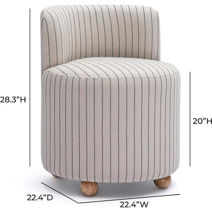 Hakuna Striped Linen Desk Chair by TOV Furniture in black, white. Made from fabric, plywood, rubberwood in a unique style.