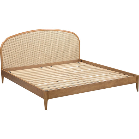 Mico Natural Bed by TOV Furniture in pecan. Made from plywood, rattan, rubberwood in a unique style.